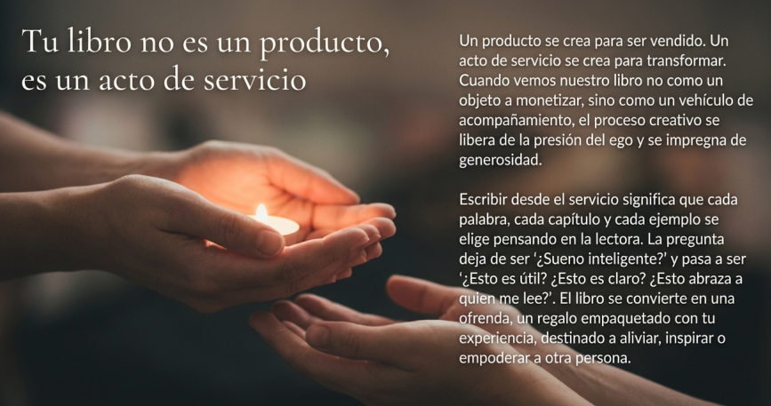 Tu libro no es un producto, es un acto de servicio - Infografía SoulByte