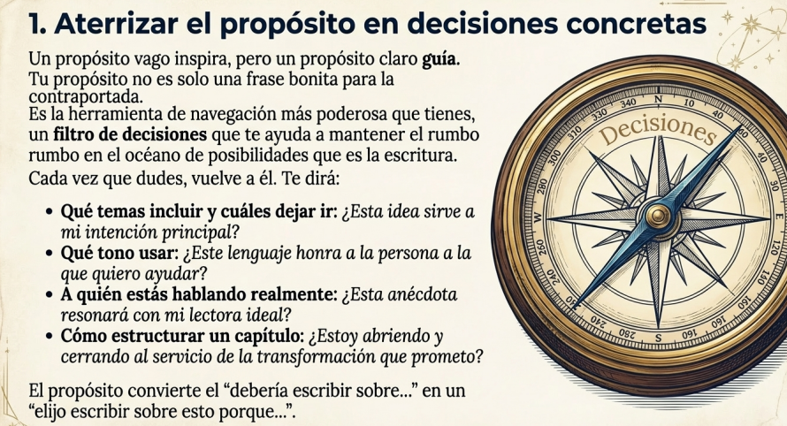 Aterrizar el propósito en decisiones concretas de escritura