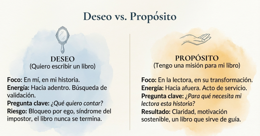 Diferencia entre deseo y propósito al escribir un libro